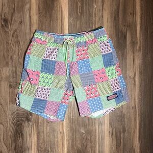 Vineyard Vines 25th Icon Patchwork Swim Trunks Lined Shorts Mens Small 6 Inseam